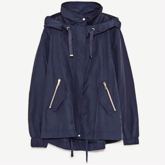 Zara Jackets & Blazers - Zara Navy Windbreaker Jacket with Gold Accents
